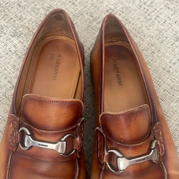 Magnanni Men's Silvano Apron Toe Bit Loafers Tan Leather Loafers Size 12 - Picture 9 of 17